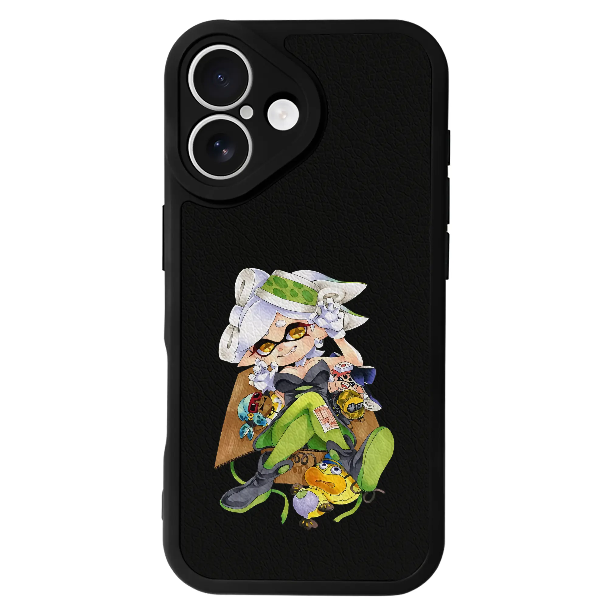 スプラトゥーン グッズ,シオカラーズ ホタル - IPhone 16シリーズ対応 ・ シリコンスマホケース ・ レザー調 ・ 高精度フィット ・ 耐衝撃 ・ ワイヤレス充電対応 ・ 精密カット